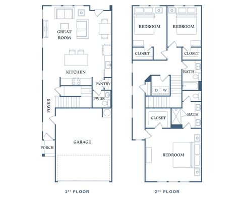 Floor plan for 3 beds, 2.5 baths, 1825 sqft